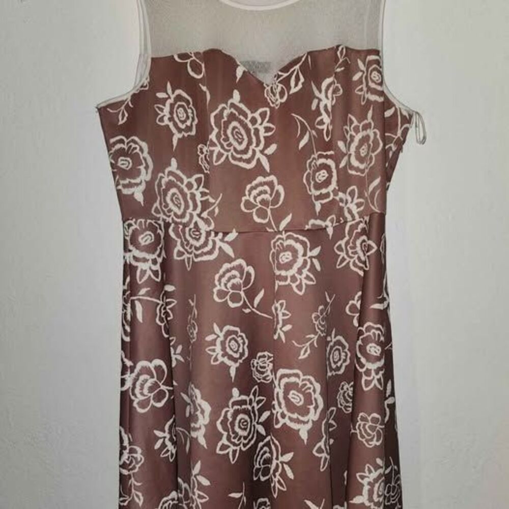 Trixxi Embroidered Floral V Neck Mesh Top Dress 3X